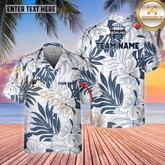 Maxcorners White Tropical Bowling Ball Multicolor Customized Name, Team Name Hawaiian Shirt (4 Colors)