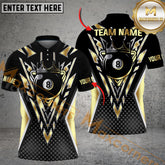 Maxcorners Billiards Golden Premium New Cool 8 Ball Multicolor Options Personalized Name, Team Name 3D Shirt (4 Colors)