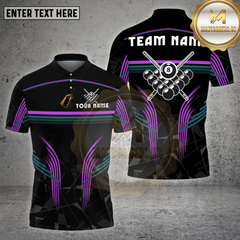 Maxcorners Billiards Modern Stripes 8 Ball Multicolor Options Personalized Name, Team Name Unisex 3D Shirt