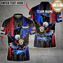 Maxcorners Billiards 8 Ball Eagle American Flag Lightning Multicolor Options Personalized Name, Team Name Unisex 3D Shirt