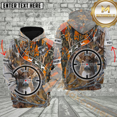 Maxcorners Deer Hunting Camo Target Scope Hoodie Multi Options Personalized Name, Team Name 3D Shirt