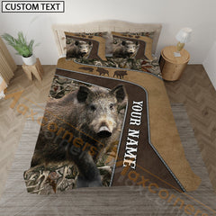 Maxcorners Hunting Forest Bedding Set 3D Print Custom Name (Deer/Moose/Boar/Bear)