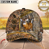 Maxcorners Deer Hunting 3D Buck Brown Camouflage Golden Line Design Personalized Name 3D Cap (4 colors)