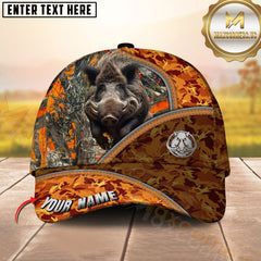 Maxcorners Hunting Orange Camo Zipper Style 3D Personalized Name 3D Cap (Deer/Moose/Boar/Bear)