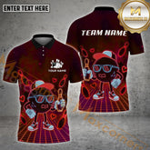 Maxcorners Neon Cool Bowling Ball with Shades Multicolor Options Personalized Name, Team Name 3D Shirt (4 Colors)