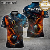 Maxcorners Billiards Shirt Pirate Skull Ocean 8 Ball Multicolor Options Personalized Name, Team Name Unisex 3D Shirt (4 Colors)