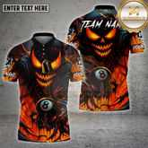 Maxcorners Billiards Shirt Evil Pumpkin Demon Orange 8 Ball Multicolor Options Personalized Name, Team Name Unisex 3D Shirt (4 Colors)
