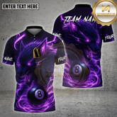 Maxcorners Billiards Shirt Purple Lightning Wolf 8 Ball Multicolor Options Personalized Name, Team Name Unisex 3D Shirt (4 Colors)