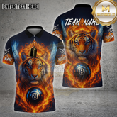 Maxcorners Billiards Shirt Fiery Tiger 8 Ball Multicolor Options Personalized Name, Team Name Unisex 3D Shirt (4 Colors)