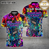 Maxcorners Bowling Shirt Cartoon Wolf vs Angry Pins Multioptions Personalized Name, Team Name Unisex 3D Shirt (4 Colors)