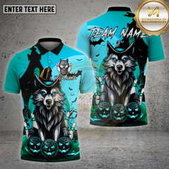 Maxcorners Bowling Shirt Halloween Wolf Pumpkin Multioptions Personalized Name, Team Name Unisex 3D Shirt (4 Colors)