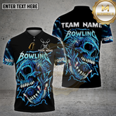 Maxcorners Bowling Shirt Grim Reaper Skull Storm Multioptions Personalized Name, Team Name Unisex 3D Shirt (4 Colors)