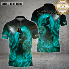 Maxcorners Bowling Shirt Flaming Spartan God of Fire Multioptions Personalized Name, Team Name Unisex 3D Shirt (4 Colors)
