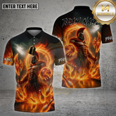 Maxcorners Bowling Shirt Flaming Spartan God of Fire Multioptions Personalized Name, Team Name Unisex 3D Shirt (4 Colors)
