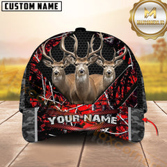 Maxcorners Triple Buck Deer Honeycomb Military Camo Custom Name 3D Cap (4 Colors)