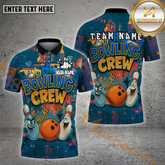 Maxcorners Bowling Shirt Cartoon City Crew Multicolor Options Personalized Name, Team Name 3D Shirt (4 Colors)