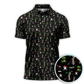 Maxcorners Funny Dachshund Pattern Golf Shirt For Men, Christmas Golf Polos, Xmas Golf Shirt For Golfer