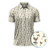 Maxcorners Funny Dachshund Golf Polos, Weenies Dog And Martinis Pattern Shirt For Men, Crazy Golf Shirt For Golfer