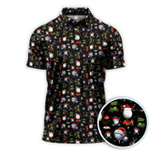 Maxcorners Funny Christmas Golf Shirt, Pattern Golf Polos For Men, Xmas Golf Shirt For Golfers