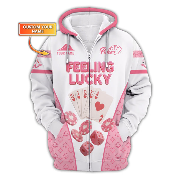 Women's Poker Shirt, Feeling Lucky Shirts With Custom Name, Funny Poker T-Shirt