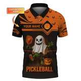 Maxcorners Custom Name Funny Pickleball Shirts, Ghost Pickleball Polos, Halloween Pickleball Shirt For Players LM0509