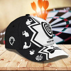 Maxcorners Black And White Darts Personalized Name 3D Cap