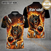 Maxcorners Fire Bowling & Pins Wolf Bowling Jersey Multicolor Options Personalized Name, Team Name 3D Shirt (4 Colors)