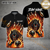 Maxcorners Bowling & Pins Flame Wolf Bowling Jersey Multicolor Options Personalized Name, Team Name 3D Shirt (4 Colors)