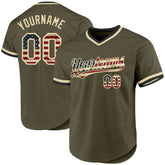 Maxcorners Custom Olive Vintage USA Flag Cream-Black Premium Throwback Salute To Service Baseball Jersey4 LM0210