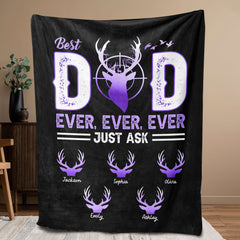Maxcorners Personalized Hunting Dad Blanket, Best Dad Ever Blanket, Custom Soft Cozy Sherpa Fleece Throw Blanket, Father's Day Gift for Dad, Grandpa | Purple LM1711