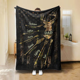 Maxcorners Personalized Hunting Dad Blanket, Custom Kids Names Soft Cozy Sherpa Fleece Throw Blankets, Deer Hunting, Fathers Day Gift for Dad, Grandpa LM1711
