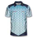 Max Corner Personalized Name and Team name Blue Hive Pattern Pickleball 3D Polo Shirt