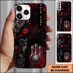 Maxcorners Bowling Phonecase Gothic Lady Floral Red Black Bowling Personalized Name 3D Phone Case