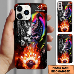 Maxcorners Bowling Phonecase Dual Demon Fire Split Art Personalized Name 3D Phone Case
