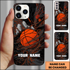 Maxcorners Basketball Dark Swirl Hand Grip Personalized 3D Phone Case