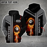 Maxcorners Billiards Ball 8 Fire Customized Name 3D Hoodie