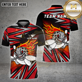 Maxcorners Bowling Flaming Angry Ball Strike Multicolor Options Personalized Name, Team Name Unisex 3D Shirt