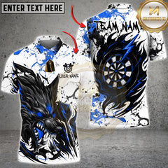 Maxcorners Darts Shirt β Black Wolf & Target Splash Ink 3D Design β Multi Options Personalized Name, Team Name 3D Shirt (4 Colors)