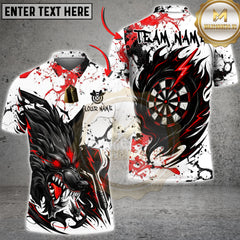 Maxcorners Darts Shirt β Black Wolf & Target Splash Ink 3D Design β Multi Options Personalized Name, Team Name 3D Shirt (4 Colors)