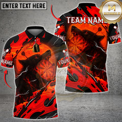 Maxcorners Darts Shirt Black Fire Wolf Moon Target Design Multi Options Personalized Name, Team Name 3D Shirt