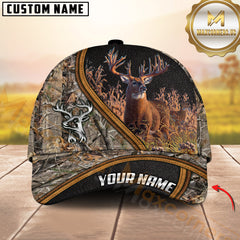 Maxcorners Deer Hunting Leather Accent Real Tree Camo Personalized Name 3D Cap (4 Colors)
