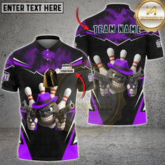 Maxcorners Bowling Strike Gangster Multicolor Customized Name, Team Name 3D Shirts