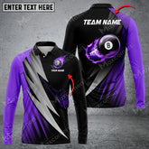 Maxcorners Billiard Signature Multicolor Option Customized Name Long Sleeve Polo Shirt