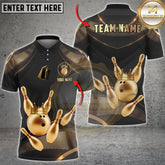 Maxcorners Bowling Golden King Multicolor Personalized Name, Team Name Shirt (4 Colors)