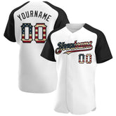 Maxcorners Custom White Vintage USA Flag-Navy Premium Raglan Sleeves Baseball Jersey LM0210