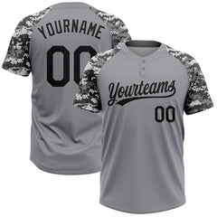 Maxcorners Custom Gray Black-Camo 3D Pattern Two-Button Unisex Softball Jersey
LM0609