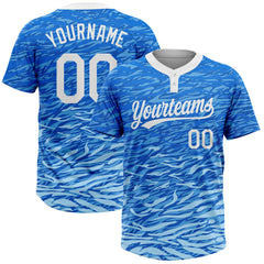Maxcorners Custom Royal White-Light Blue 3D Pattern Two-Button Unisex Softball Jersey
LM0609