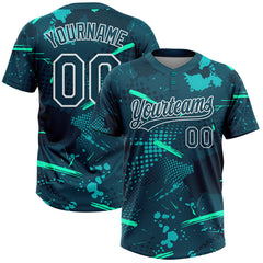 Maxcorners Custom Green Midnight Green-Teal 3D Pattern Two-Button Unisex Softball Jersey
LM0609