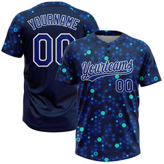 Maxcorners Custom Navy Royal-Light Blue 3D Pattern Two-Button Unisex Softball Jersey
LM0609