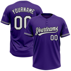 Maxcorners Custom Purple White-Black Two-Button Unisex Softball Jersey LM0609
